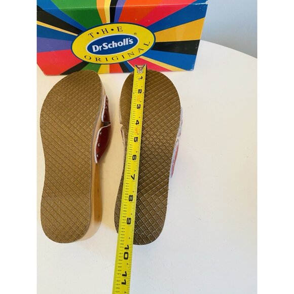 Dr Scholls Women Size 8 M Wood Exercise Clog Sandal Red Leather Slide Shoe New - Picture 12 of 13